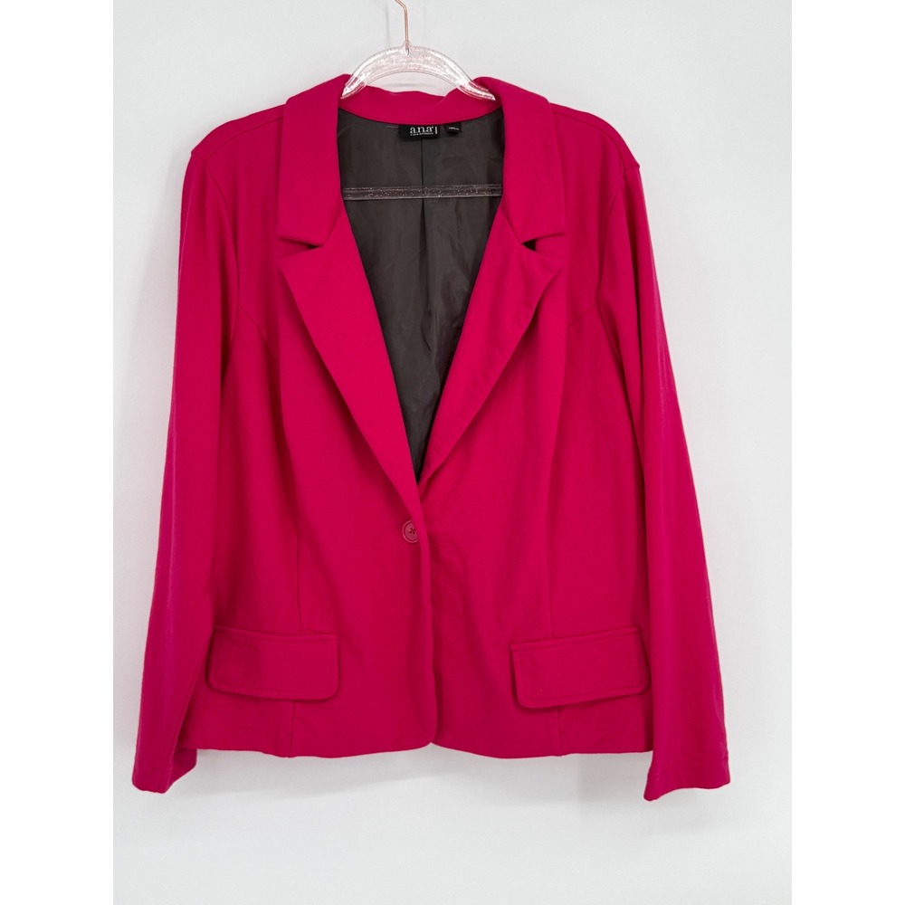 ana A New Approach Hot Pink One Button Blazer Jacket Plus Size 3X